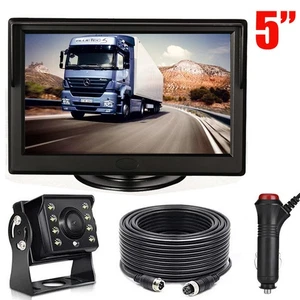 5" Rear View Monitor 4Pin CCD IR Reverse Camera Kit for Truck RVs Caravan 12-24V - Picture 1 of 24