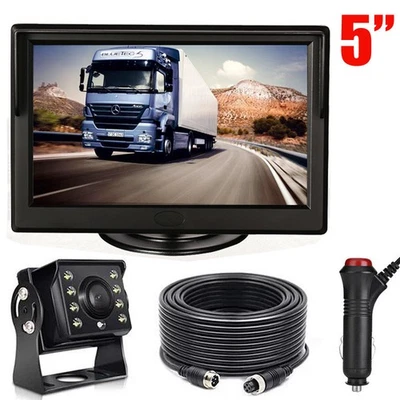 5" Rear View Monitor 4Pin CCD IR Reverse Camera Kit for Truck RVs Caravan 12-24V - Image 1 of 4
