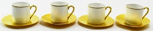 Set of 4 White & Gold Edouard Rambaud Paris Demitasse Cups & Saucers  VS178 - Picture 1 of 8