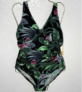 Costume da bagno Kona Sol stampa tropicale copertura completa controllo pancia taglia M (8-10) nuovo! - Foto 1 di 11