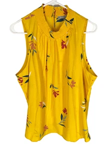 Blusa DANIEL RAINN XL Amarilla Floral Transparente Boho Campesina Playa Top Calado NUEVO - Imagen 1 de 5