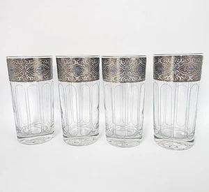 Un set di 4 bicchieri vintage Culver Sorrento 14 oz Highball argento MCM da bar - Foto 1 di 12