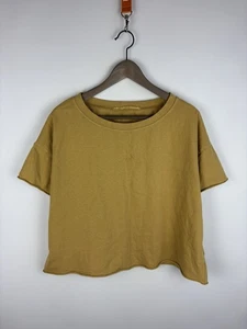 ALBUM DI FAMIGLIA Heavy Cotton Mustard Yellow Italy Short Sleeve T-Shirt Sz S - Picture 1 of 12