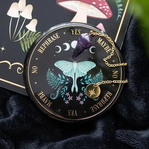 Luna Moth Pendulum Divination Kit - Crystal Dowsing Board for Witches & Tarot - Picture 1 of 3
