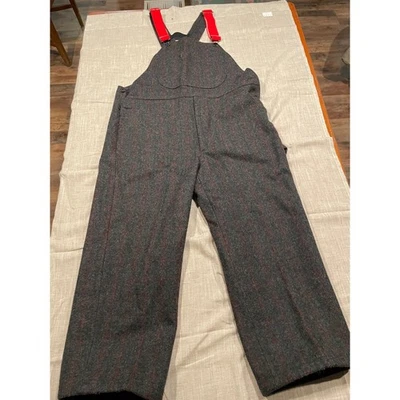 Mono con tirantes Woolrich para hombre mezcla de lana a cuadros talla mediana correas rojas 1994 excelente Foto 1 de 4