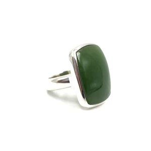 Anello uomo sigillo giada verde argento 925 vintage gioiello 19.1mm/60... - Foto 1 di 11