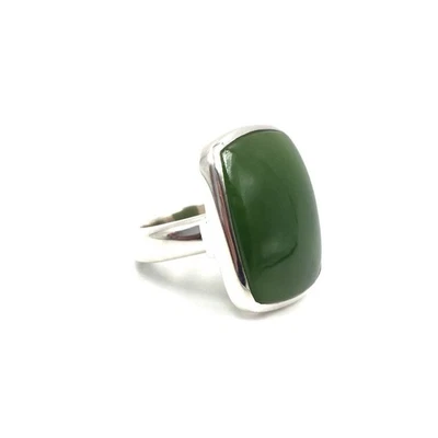Anello uomo sigillo giada verde argento 925 vintage gioiello 19.1mm/60... - Immagine 1 di 4