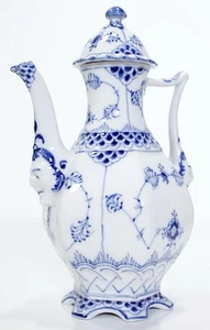 ROYAL COPENHAGEN Blue Fluted Full Lace Coffee Porcelain Pot #1030 1st Quality - Picture 1 of 13