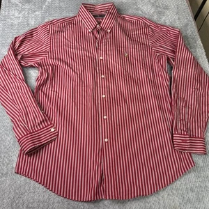 Ralph Lauren Custom Fit Shirt Men’s Size L Pinstripe Red LS Pony - Picture 1 of 8
