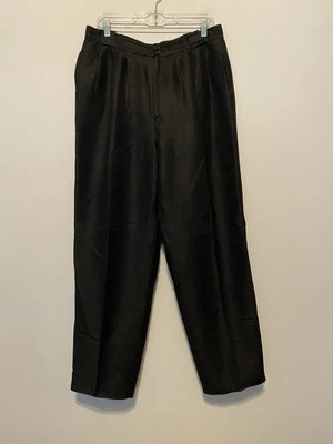 Коллекционные золотые винтажные женские брюки Giorgio Sant Angelo размер 16 из льняной смеси черные - Изображение 1 из 4