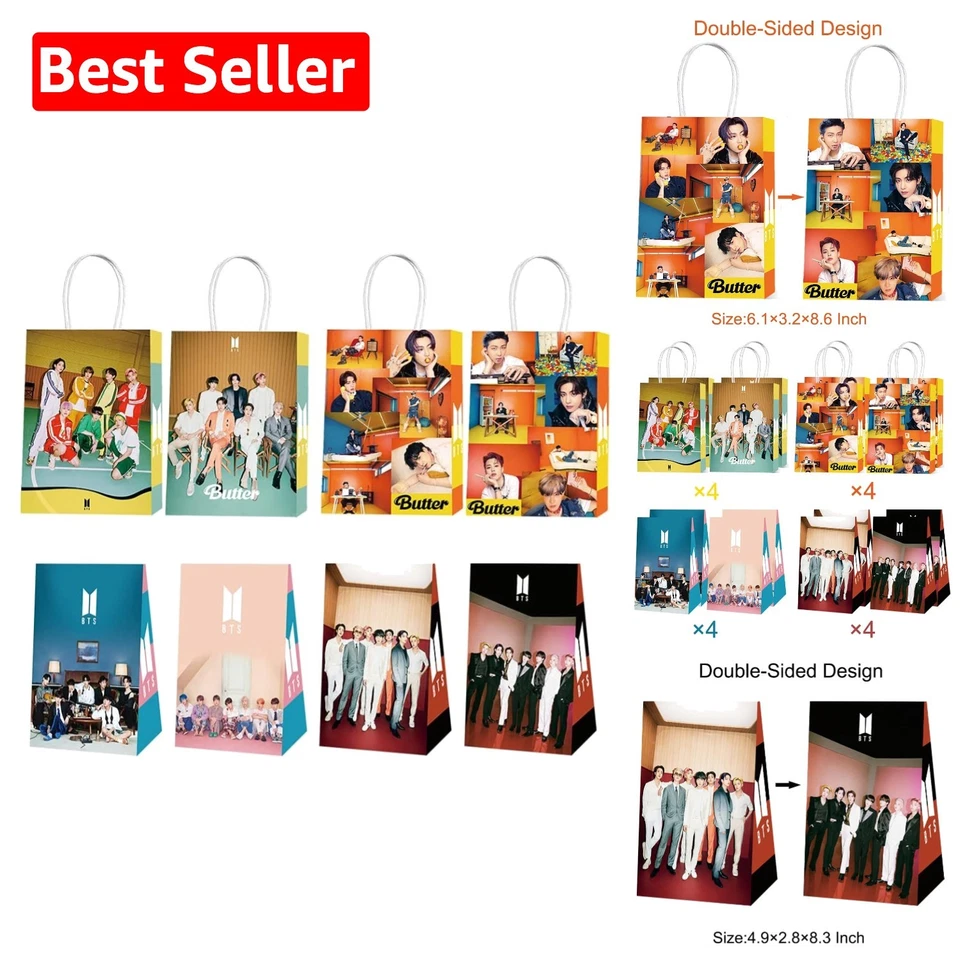 KINON 16 Pack Party favor Gift Bags for BTS Fans Butter Goodie multicolor
