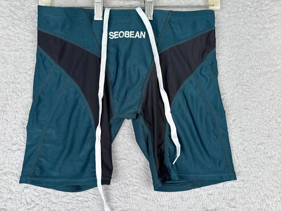 SEOBEAN 短裤男式中号蓝绿色黑色游泳干扰涤纶氨纶短裤 — 第 1/4 张图片