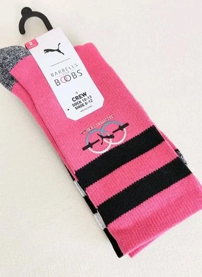 Calcetines Puma Unisex Para Mujer Grandes Crew 8-12 Barbells Para Tetas 2pk Rayas Rosa Foto 1 de 4