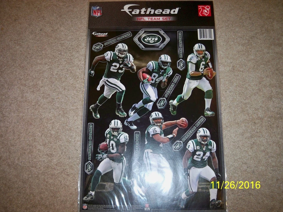 ¡NUEVO! NFL NY JETS 6 JUGADORES FATHEAD COMPAÑEROS DE EQUIPO CALCOMANÍAS DE PARED! Foto 1 de 1