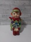 Mr. Christmas 9" Lit Nostalgic Ceramic Knee Hugger Elf Figure