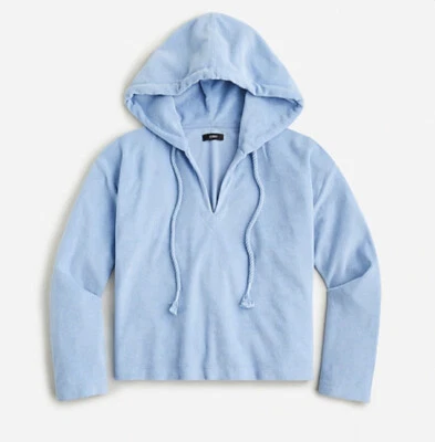 J. Crew NWT Women's Towel Terry Open V-Neck Hoodie - Hydrangea - Size 2X - Image 1 of 3