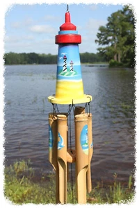 Leuchtturm Bambus Windspiel, Stranddeko, Geschenk für alle Anlässe, Sammlerstück G-114 - Bild 1 von 10