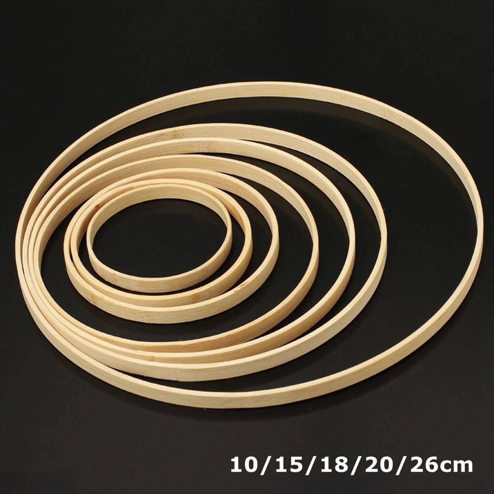 10Pcs Round Wooden Dream Catcher Ring Bamboo Hoop DIY Crafts Tools 10 - 40cm - Image 1 of 4