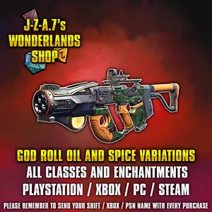 PS/XBOX/PC Tiny Tina's Wonderlands OIL AND SPICE SMG ASCENDED GEAR DLC 2 - Picture 1 of 37