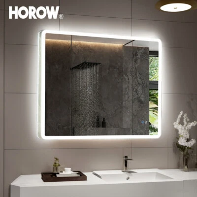 HOROW Badspiegel mit LED Beleuchtung Wandspiegel Badezimmerspiegel Lichtspiegel - Bild 1 von 4