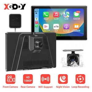 Cámara de tablero portátil de 7" estéreo para automóvil 4K + 1080P inalámbrica Apple CarPlay/Android automático FM - Imagen 1 de 14