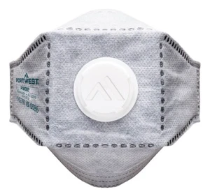 Portwest P392 FFP3 Valved Carbon Fold Flat Respirator (Pk10) - Odour Absorption - Picture 1 of 2