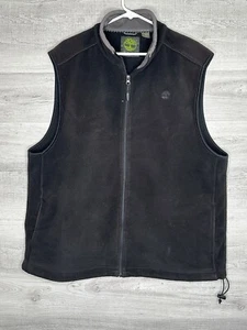 Mens Timberland Sz XL Sleeveless Fleece Vest Full Zip Up Black - Picture 1 of 8
