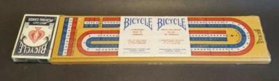 Solid Wood Bicycle 3 Lane Cribbage Crib Board w Pegs Cards Sealed New - Image 1 of 4