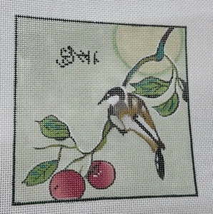 Bird on Grapevine Napa Handpainted Needlepoint Canvas Wine Grapes HP Designs - Picture 1 of 6