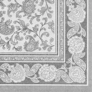 Napkins ROYAL Collection 1/4 Fold GRAY Ornaments 40 x 40 cm 15.75 x 15.75in - Picture 1 of 4