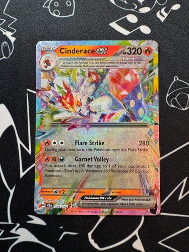 Cinderace ex - 028/142 Stellar Crown Rainbow Double Rare Pokemon