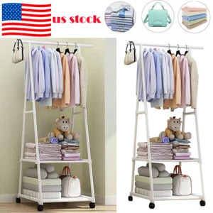 Heavy Duty Commercial Garment Rack Rolling Collapsible Clothing Shelf w/ Wheels - Picture 1 of 12