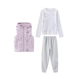 Character Kids Girls Gilet Set Light Quilt Sleeveless Jacket Long Sleeve Crew - Picture 1 of 26