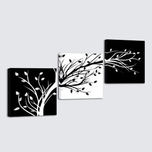 Abstract Canvas Print Picture Paintings Home Decor Wall Art Tree Black White 3PC