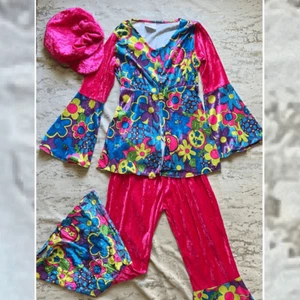 Groovy Hippie girl Velvet Halloween Costume - Picture 1 of 6