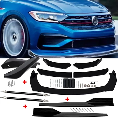 For Volkswagen Jetta Front Rear Bumper Lip Spoiler Body Kit Splitter+Side Skirt Foto 1 de 4