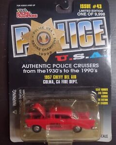 RACING CHAMPIONS POLICE U.S.A.1957 CHEVY BEL AIR COLMA CA FIRE DEPT #43