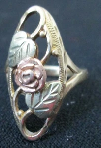 Ladies 10K & 12K Solid Black Hills Gold Size 6 3/4 Pierced Impressive Ring - Picture 1 of 5