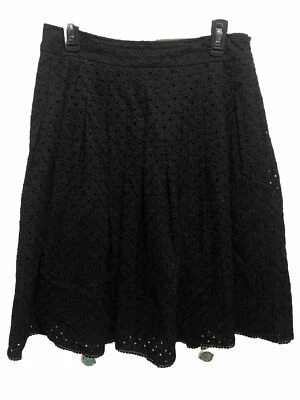 Style & Co Petite Black Eyelet Ruffle Skirt Zip Pleated Size 10P Lined - Image 1 of 4