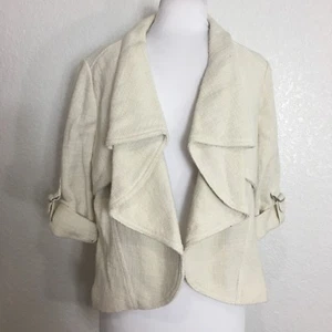 Chicos Womens Jacket Size 0 Small Ruffle Open Front 3/4 Sleeves Coat Business - Picture 1 of 9