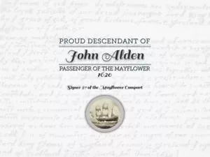 John Alden  - Mayflower Pilgrim Commemorative 8x10 print certificate - Picture 1 of 2