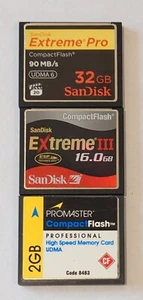 3-pack COMPACT FLASH CF MEMORY CARDS VARIOUS BRANDS 32, 16 & 2 GB - Picture 1 of 1