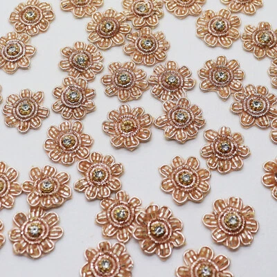 50pcs Glass Bead Rhinestone Embellished Sew on Patches For Dresses Purses Decor - Image 1 of 3