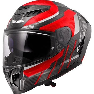 Motorcycle Helmet L - LS2 FF807 Dragon Trax Full Face Helmet Carbon Red - Image 1 of 4