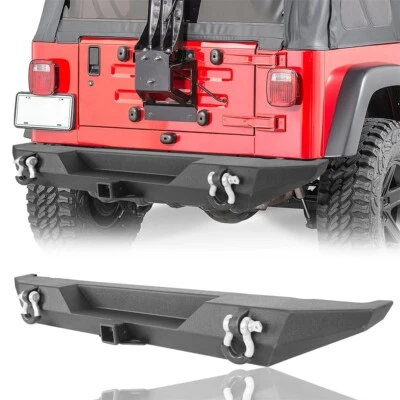 Fit for 76-86 Jeep Wrangler CJ-7 Textured Black Rear Bumper Bar w/ D-rings  Foto 1 de 4