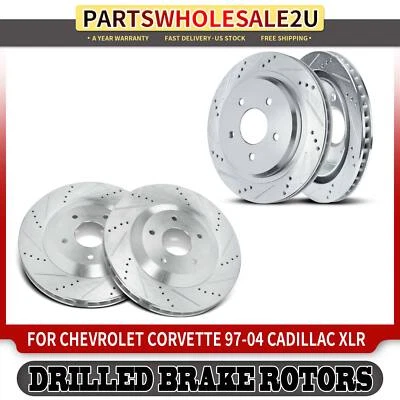 4x Rotores de freno perforados delanteros y traseros para Chevrolet Corvette 97-04 Cadillac XLR Foto 1 de 4