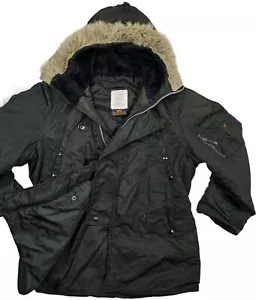 *HOT VTG USA Men's ALPHA INDUSTRIES @ N-3B MILITARY PARKA COLD HOOD BLACK Coat M - Picture 1 of 19