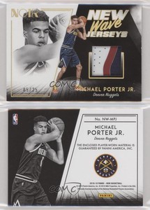 2018 Panini Noir New Wave Jerseys Prime /25 Michael Porter Jr #NW-MPJ Rookie RC