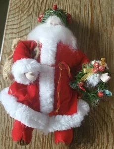 Silvestri Doll Santa Vintage 9" Tall Velvet Fur Trimmed Porcelain Face & Hands - Picture 1 of 10