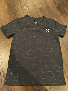 Boy's Hurley Charcoal Gray White Short Sleeve T-Shirt- Size 7 Large V Neck - Picture 1 of 2